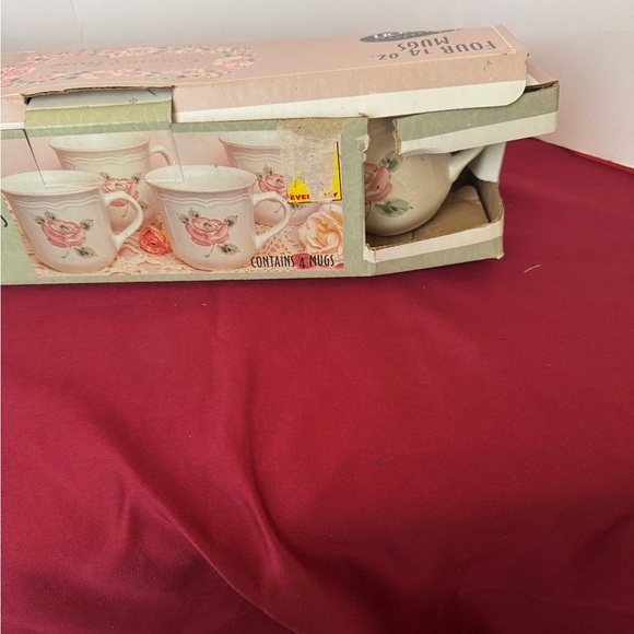 RARE Gibson Country Rose Large Mug 14 Ounces Set of 4 Dishwasher+Microwave Safe - Picture 2 of 9